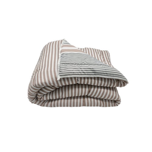Couette Légère Imprimée Bayadère/rayures Taupe - 140 X 200 - Spécial Été