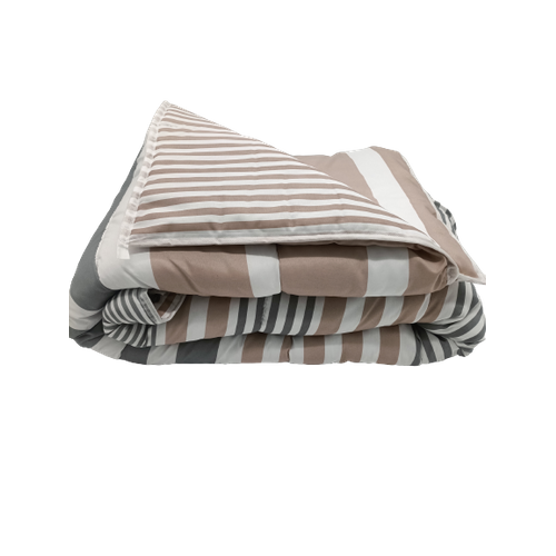 Couette Légère Imprimée Bayadère/rayures Taupe - 140 X 200 - Spécial Été
