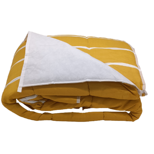 Couette Tempérée Imprimé Stripes/non Tissé Blanc - 2 Personnes 240x260 - Mi Saison