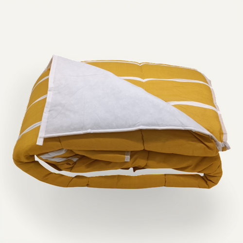 Couette Tempérée Imprimé Stripes/non Tissé Blanc - 2 Personnes 240x260 - Mi Saison
