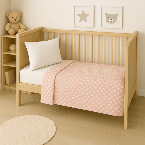 Couette Bébé Légère Imprimée Pois Rose - 80 X 120 - Spécial Été