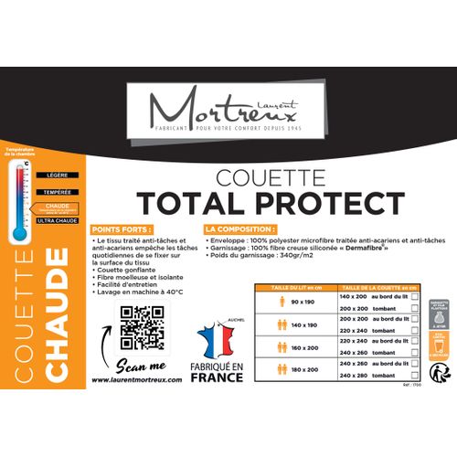 Couette Chaude Total Protect - 2 Personnes 240 X 260 - Spécial Hiver