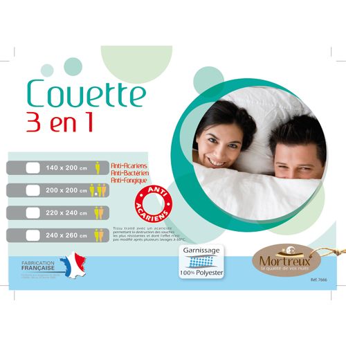 Couette Légère 3 En 1 - 1 Personne 140 X 200 - Legere