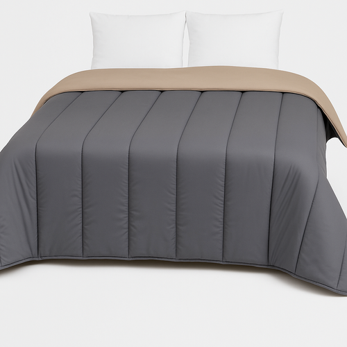 Couette Tempérée Bicolore Gris / Taupe - 2 Personnes 220 X 240 - 14926