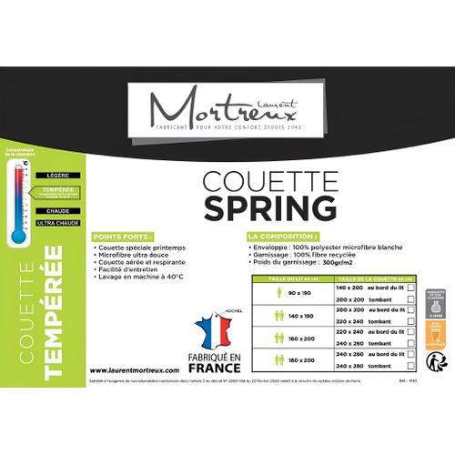 Couette Tempérée Microfibre Blanche - 1 Personne 140x200 - Mi Saison