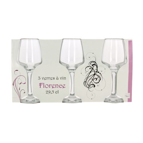 Lot de 3 verres à vin 29,5cl FLORENCE Transparent