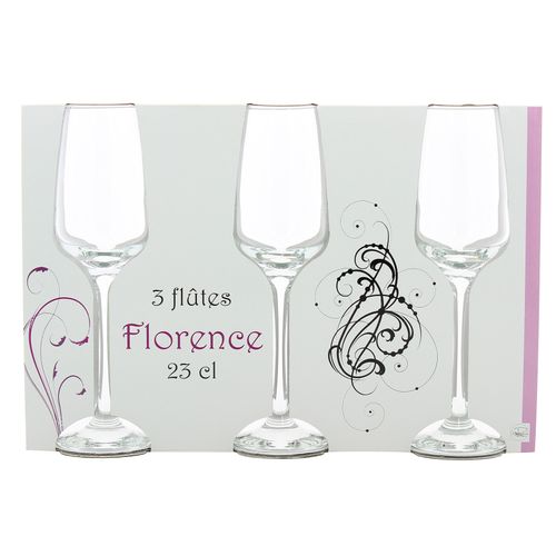 Set 3 flûtes à champagne 23cl FLORENCE Transparent