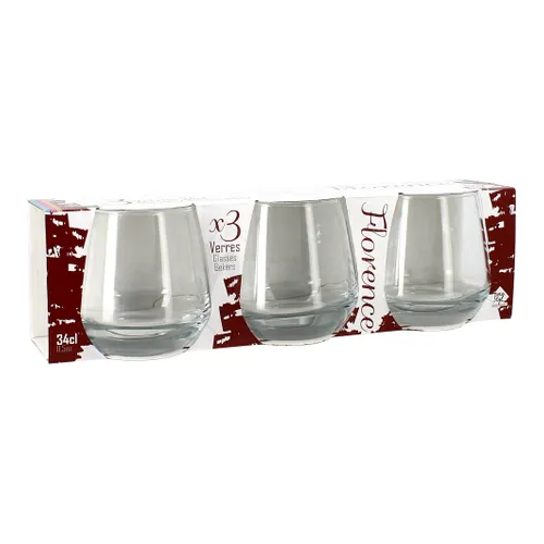 Set de 3 gobelets 34cl FLORENCE Transparent