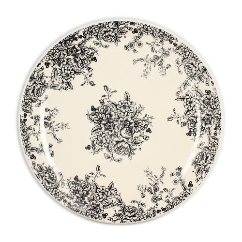 Assiette plate Ø 26 cm FLORALI Blanche et noire vue de face
