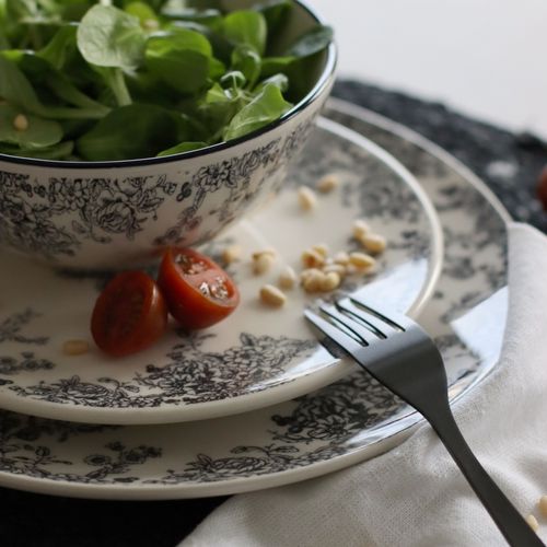Assiette à dessert Ø 19,5 cm FLORALI Blanche et noire