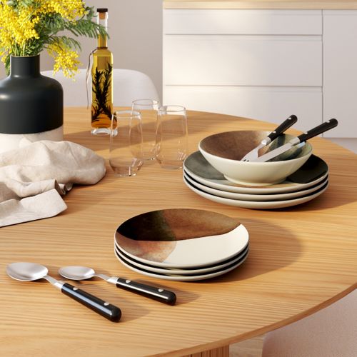 Assiette plate Ø 26 cm GAIA Beige / Gris /Vert vue d'ambiance 1