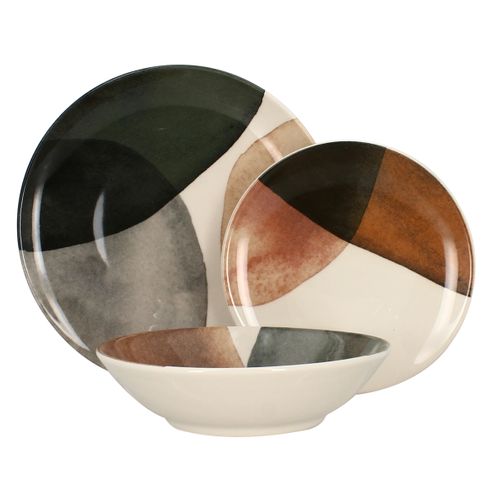 Assiette plate Ø 26 cm GAIA Beige / Gris /Vert