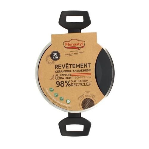 Faitout 20 Cm - Aluminium Forgé 2 L, Revêtement Céramique Antiadhésif, Induction