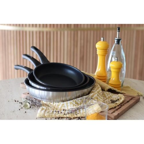 Poêle 24 Cm Acier Inoxydable 430 - Induction, Antiadhésive, Manche Fixe