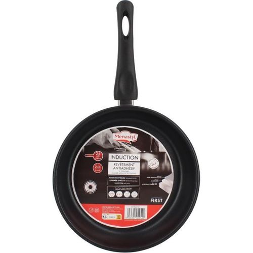 Poêle 24 Cm Acier Inoxydable 430 - Induction, Antiadhésive, Manche Fixe