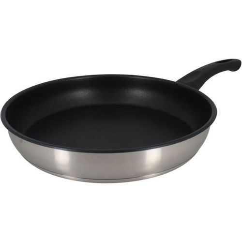 Poêle 24 Cm Acier Inoxydable 430 - Induction, Antiadhésive, Manche Fixe