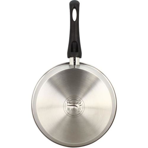Poêle 24 Cm Acier Inoxydable 430 - Induction, Antiadhésive, Manche Fixe