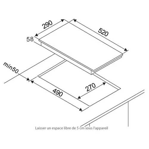 Table induction AMICA AI2527 vue accessoires