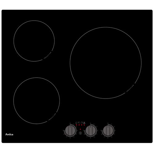 Table induction AMICA AIM3530 3 foyers Noir vue de face