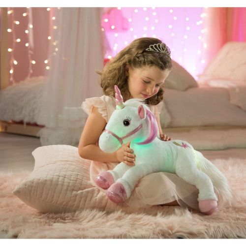 Licorne Interactive Musicale Et Lumineuse 35 Cm - Peluche Douce Brossable