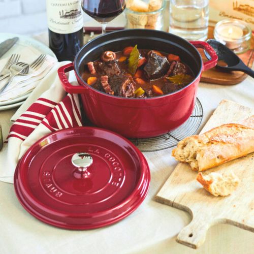 Cocotte 24 Cm, Rond(e), Bordeaux, Fonte