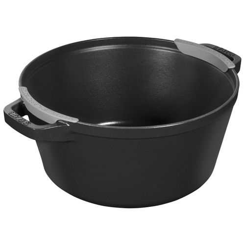 Set Empilable Polyvalent, Fonte, 4-pcs, Rond, Ø 24 Cm, Noir (cocotte / Sauteuse / Poêle / Couvercle)