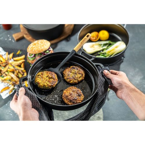 Set Empilable Polyvalent, Fonte, 4-pcs, Rond, Ø 24 Cm, Noir (cocotte / Sauteuse / Poêle / Couvercle)