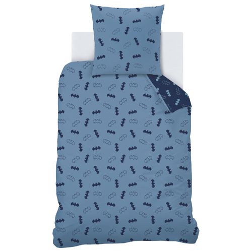 Parure De Lit Imprimée 100% Coton, Batman Iconic Bleu Nuit 240x220+2x63x63cm