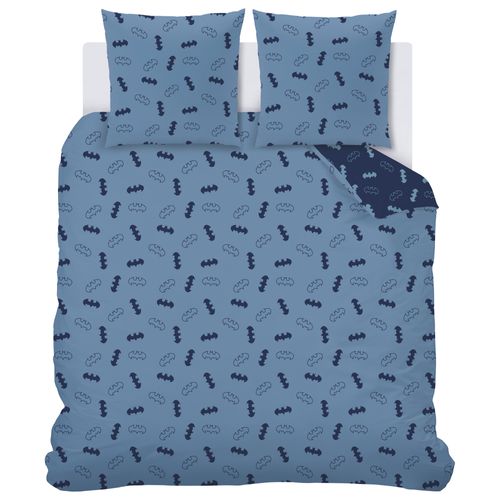 Parure De Lit Imprimée 100% Coton, Batman Iconic Bleu Nuit 240x220+2x63x63cm
