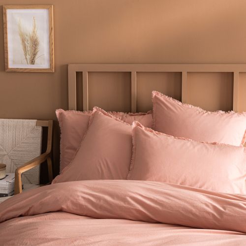 Housse De Couette Unie En Coton, Coton Lavé Nude 240x220cm