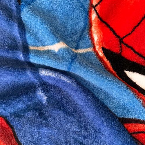 Plaid Polaire Tout Doux Imprimé 100% Polyester, Spiderman Action Bleu 125x150cm