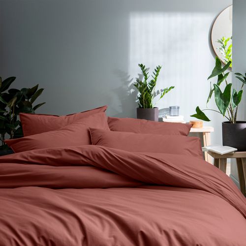 Set De 2 Taies D'oreiller Unies à Volant, Coton Lavé Lie De Vin 50x70cm