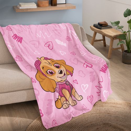 Plaid Imprimé 100% Polyester, Pat Patrouille Graffity Rose 125x150cm