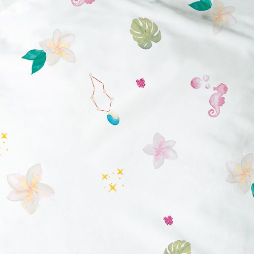 Parure De Lit Imprimée 100% Coton, Vaiana Motonui Mauve 140x200+63x63cm