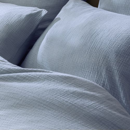 Housse De Couette Unie En Coton, Gaze De Coton Bleu Horizon 140x200cm