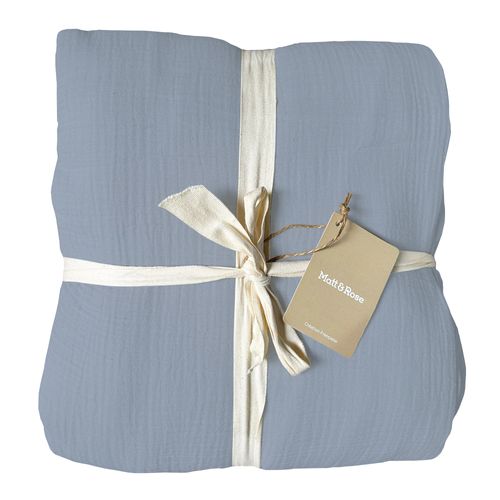 Housse De Couette Unie En Coton, Gaze De Coton Bleu Horizon 140x200cm