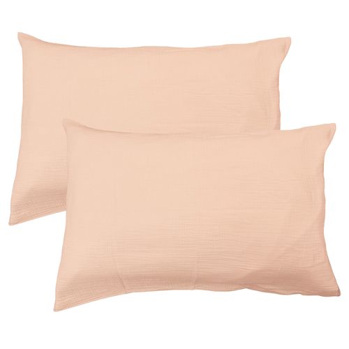 Set De 2 Taies D'oreiller Unies En Coton, Gaze De Coton Nude 50x70cm