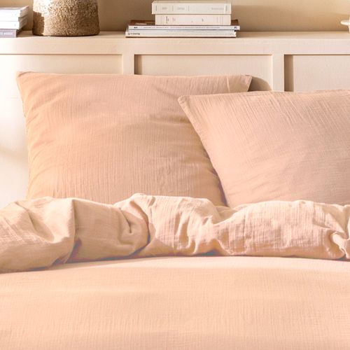 Set De 2 Taies D'oreiller Unies En Coton, Gaze De Coton Nude 50x70cm