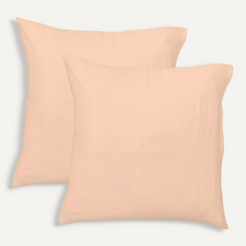 Set De 2 Taies D'oreiller Unies En Coton, Gaze De Coton Nude 50x70cm