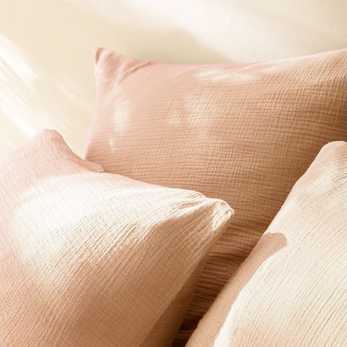 Set De 2 Taies D'oreiller Unies En Coton, Gaze De Coton Nude 50x70cm