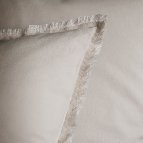 Parure De Lit Unie En Coton Taies Rectangulaires à Franges, Coton Lavé