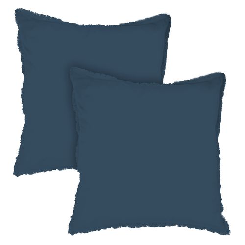 Parure De Lit Unie En Coton Taies Rectangulaires à Franges, Coton Lavé