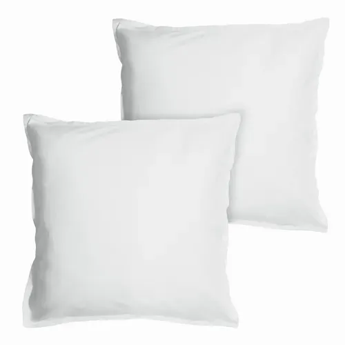 Parure De Lit Unie En Coton Taies Rectangulaires à Volant, Coton Lavé