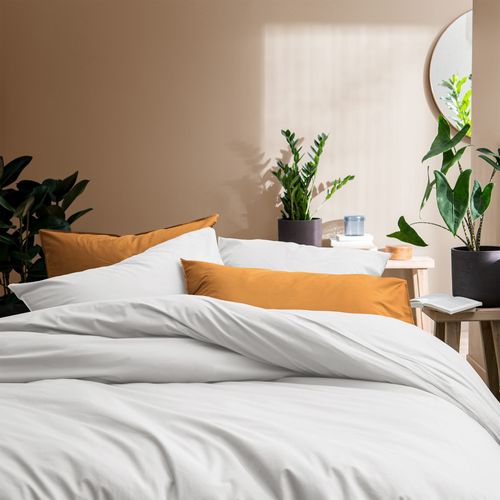 Parure De Lit Unie En Coton Taies Rectangulaires à Volant, Coton Lavé