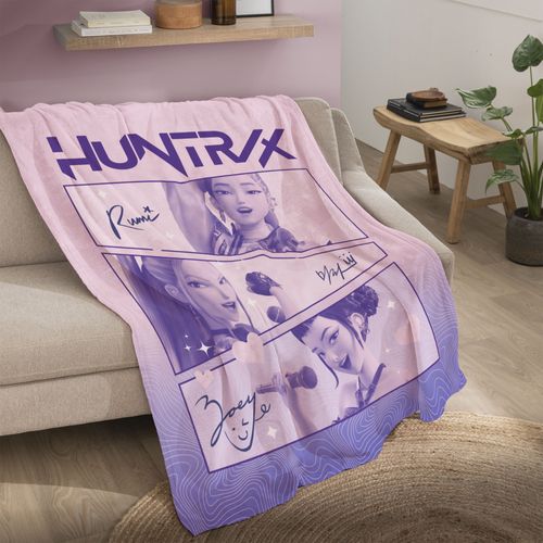 Plaid Polaire Imprimé, Kpop Demon Hunters Golden Violet 125x150cm
