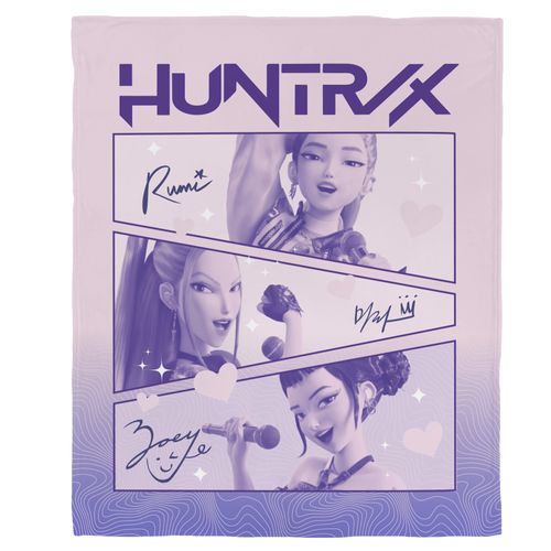 Plaid Polaire Imprimé, Kpop Demon Hunters Golden Violet 125x150cm