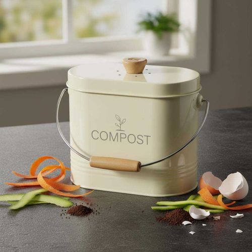 Seau à Compost Ovale 3l Beige Avec Filtre 040623