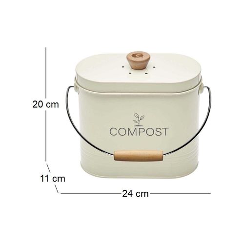 Seau à Compost Ovale 3l Beige Avec Filtre 040623