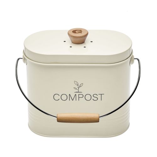 Seau à Compost Ovale 3l Beige Avec Filtre 040623