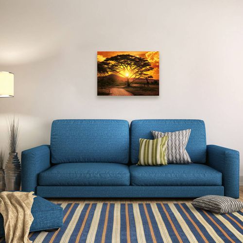 Tableau Sur Toile Savane Au Coucher Du Soleil 45x65 Cm